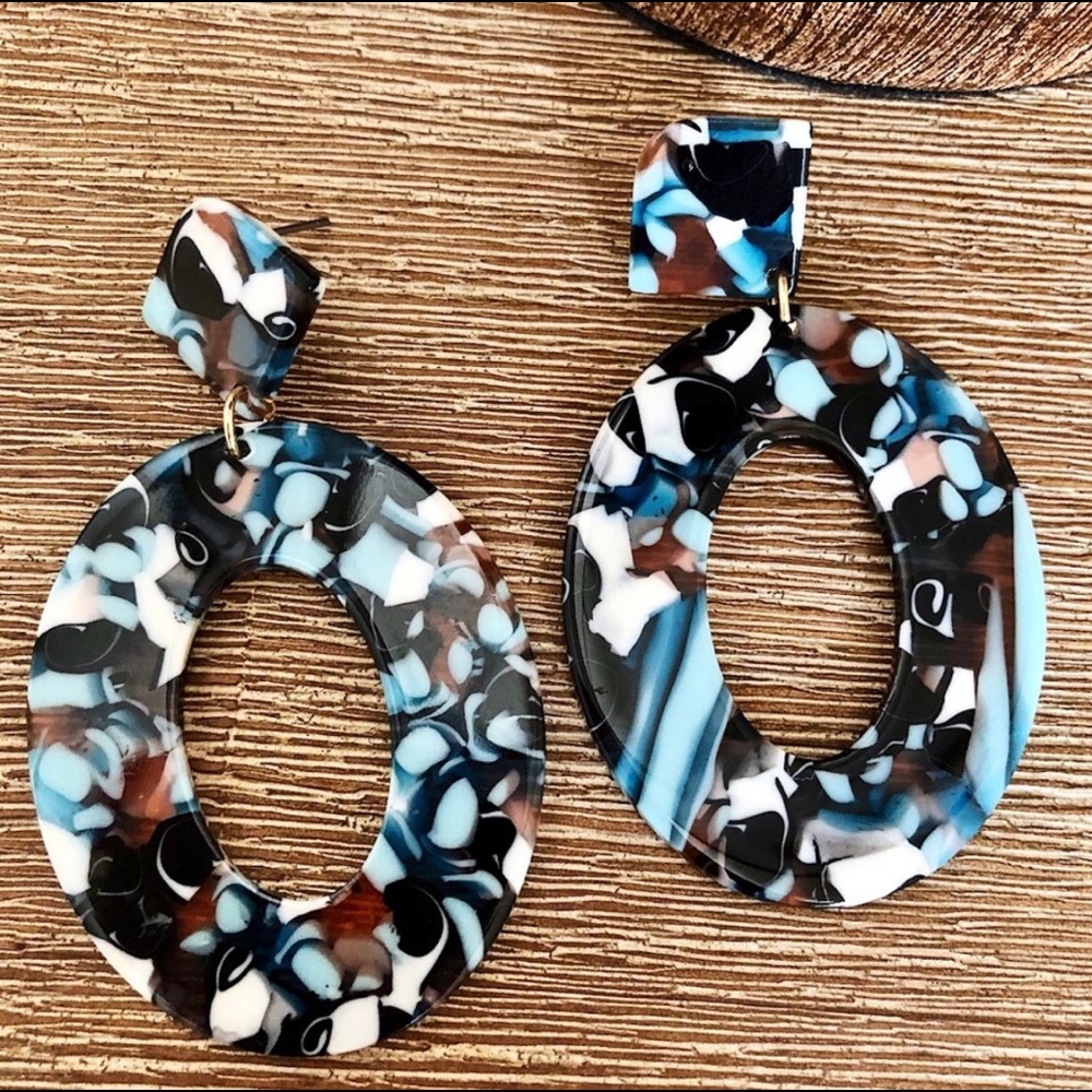 Tortoise Shell Resin Earrings